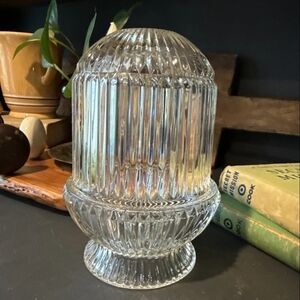 Fenton Clear Glass Ribbed Fairy Lamp